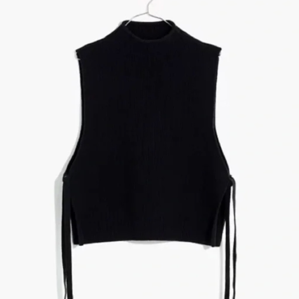 Madewell Ellenton Side-Tie Sweater Vest in Black size L